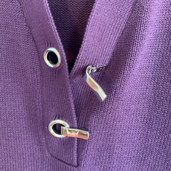 Karen Scott Plum V-neck Sweater: Size Petite L - Picture 12 of 15